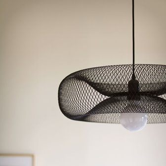 Druciana czarna lampa wisząca Torus 50cm